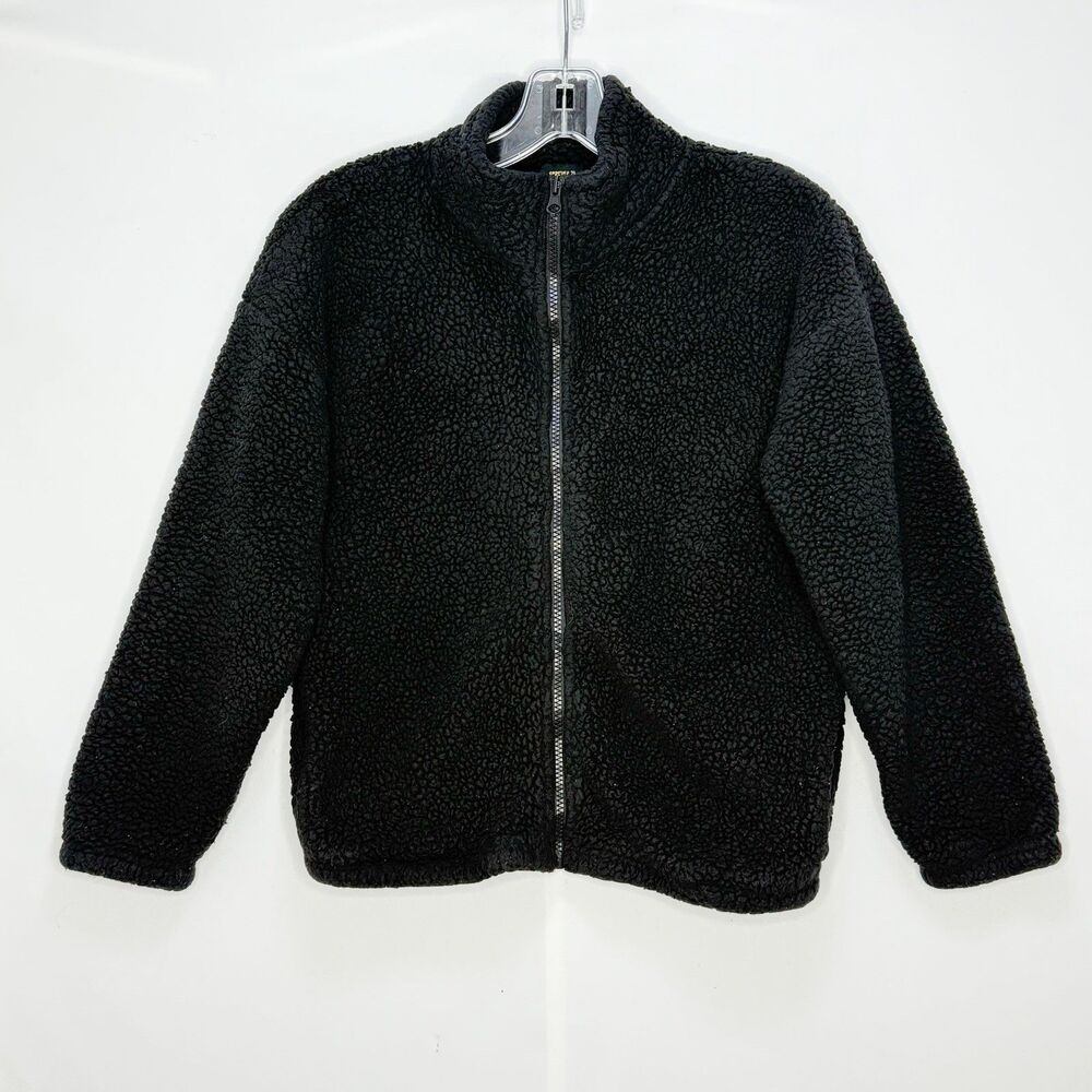 Forever 21 Black Teddy Bear Fleece Sherpa Jacket Size 11/12